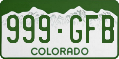 CO license plate 999GFB