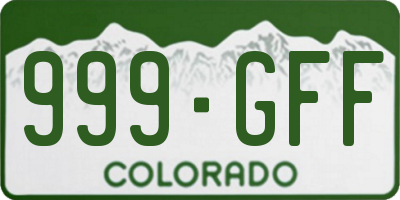 CO license plate 999GFF