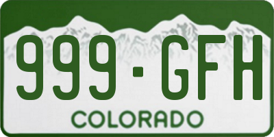 CO license plate 999GFH