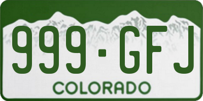 CO license plate 999GFJ