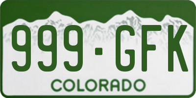 CO license plate 999GFK