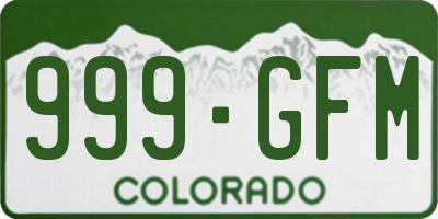 CO license plate 999GFM