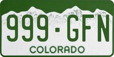 CO license plate 999GFN
