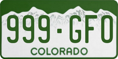 CO license plate 999GFO