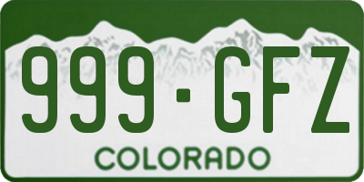 CO license plate 999GFZ