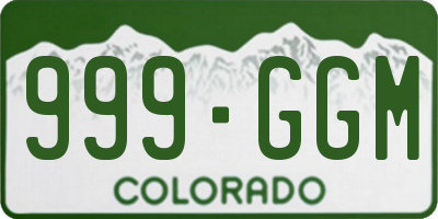 CO license plate 999GGM