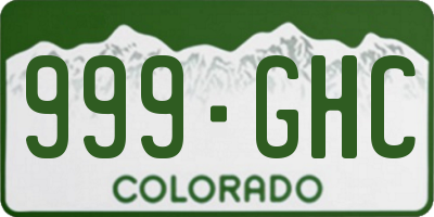 CO license plate 999GHC