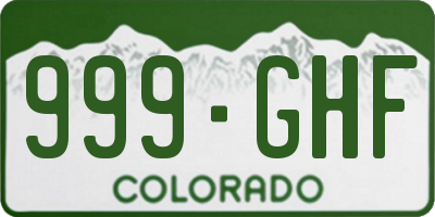 CO license plate 999GHF