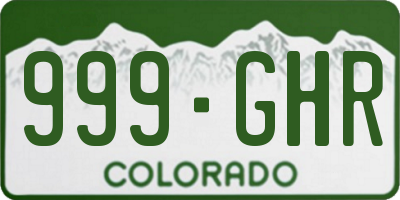 CO license plate 999GHR