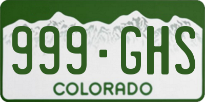 CO license plate 999GHS