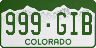 CO license plate 999GIB