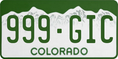 CO license plate 999GIC