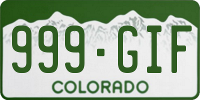CO license plate 999GIF
