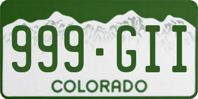 CO license plate 999GII