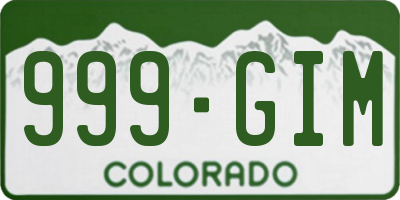 CO license plate 999GIM