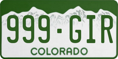 CO license plate 999GIR