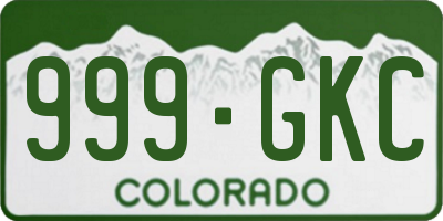 CO license plate 999GKC