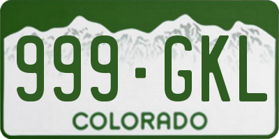 CO license plate 999GKL