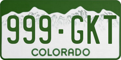 CO license plate 999GKT