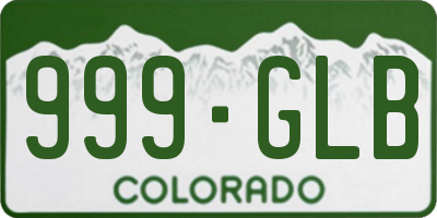CO license plate 999GLB