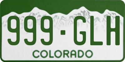 CO license plate 999GLH