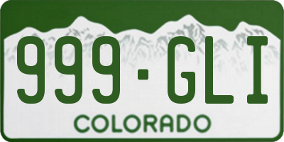 CO license plate 999GLI