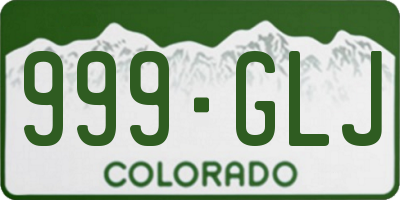 CO license plate 999GLJ