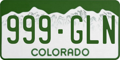 CO license plate 999GLN