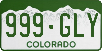 CO license plate 999GLY