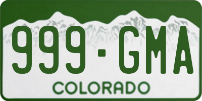 CO license plate 999GMA