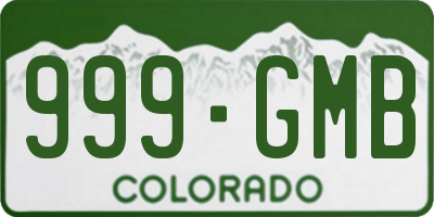 CO license plate 999GMB