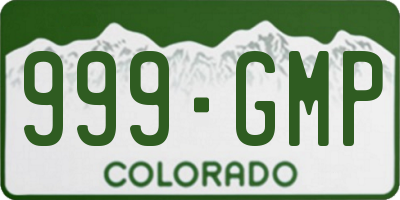 CO license plate 999GMP