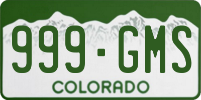 CO license plate 999GMS