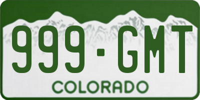 CO license plate 999GMT