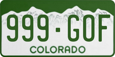 CO license plate 999GOF