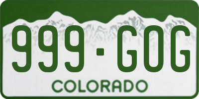 CO license plate 999GOG