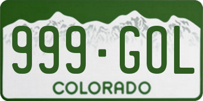 CO license plate 999GOL