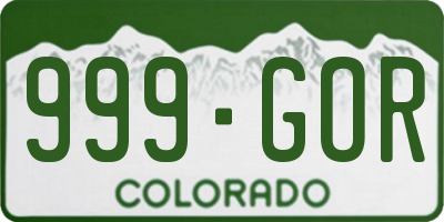 CO license plate 999GOR