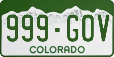 CO license plate 999GOV