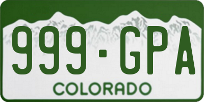 CO license plate 999GPA