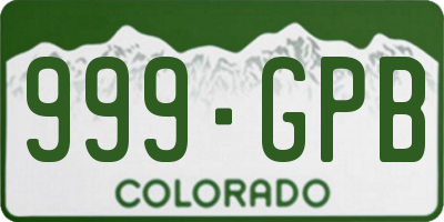 CO license plate 999GPB