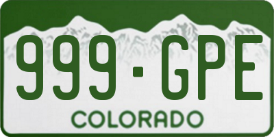 CO license plate 999GPE