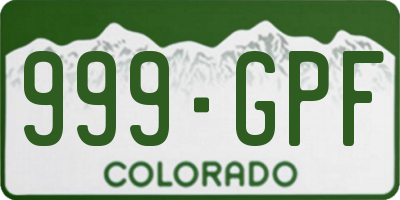 CO license plate 999GPF