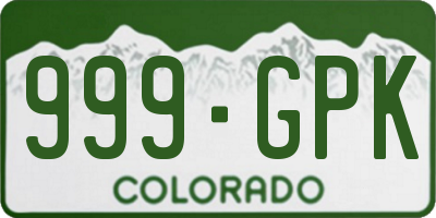 CO license plate 999GPK