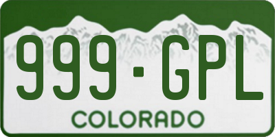 CO license plate 999GPL