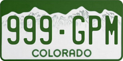 CO license plate 999GPM