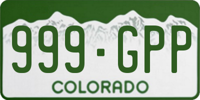 CO license plate 999GPP