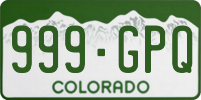 CO license plate 999GPQ