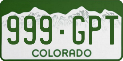 CO license plate 999GPT