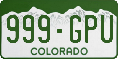 CO license plate 999GPU